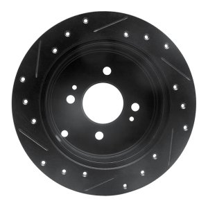 Dodge Attitude Brake Rotor (1) - Rear Right - R1 Concepts - Drilled & Slotted - Black - `06-`12